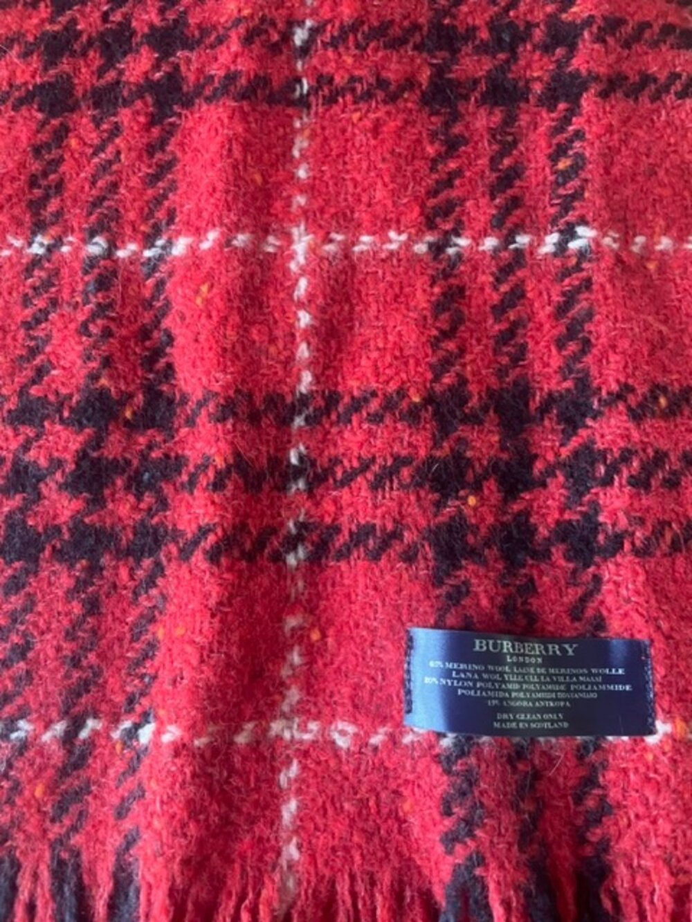 Blue label-Burberry merino wool scarf.